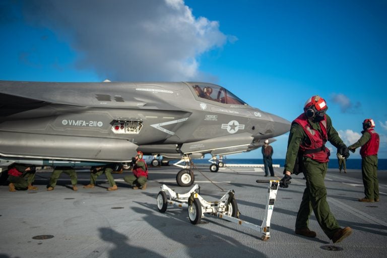 VMFA-211 F-35Bs Conduct First Cross-Deck Mission In Modern US Naval History