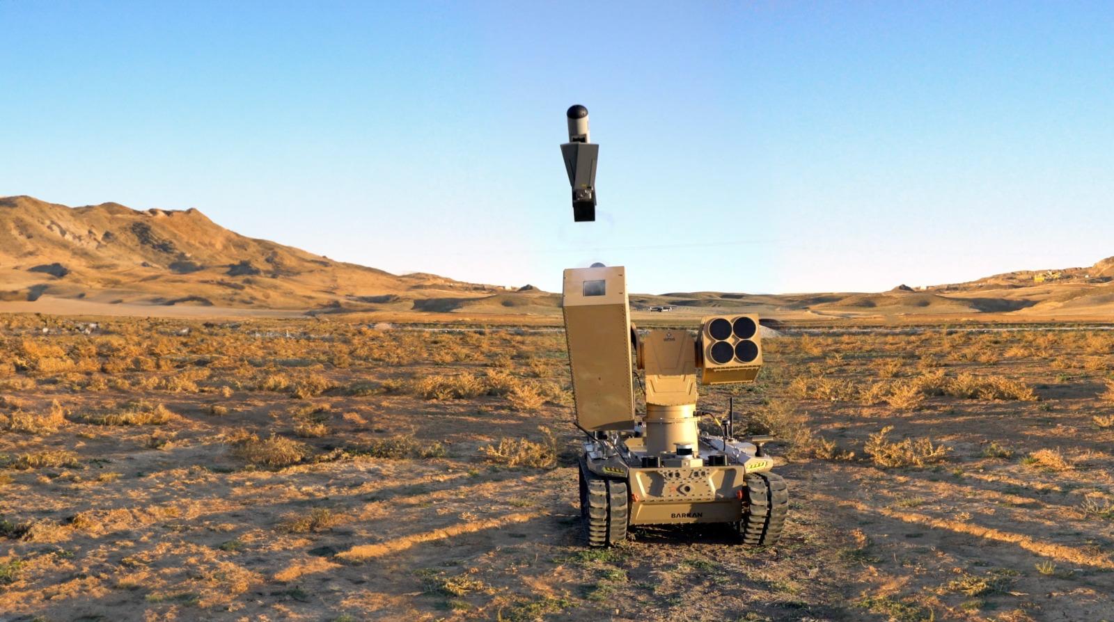 The Turkish UGV BARKAN Launches GST Harpia 350 Loitering Munition