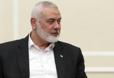 Hamas political chief Ismail Haniyeh during a visit to the Iranian President on 30 July (Iranian Presidential Office)