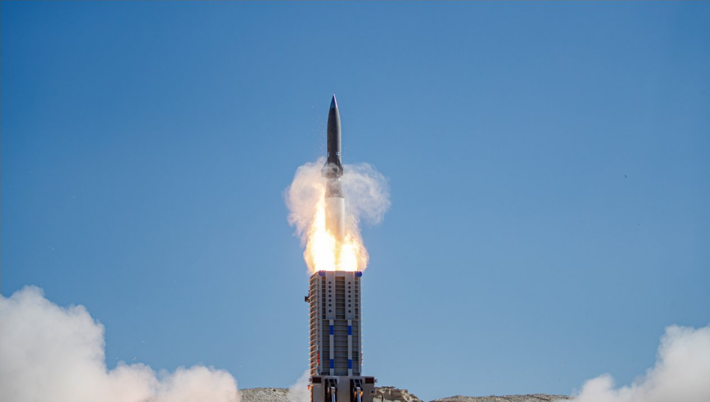 ATLA handout photo of a Hyper-Velocity Gliding Projectile test launch during the August 2024-January 2025 test session