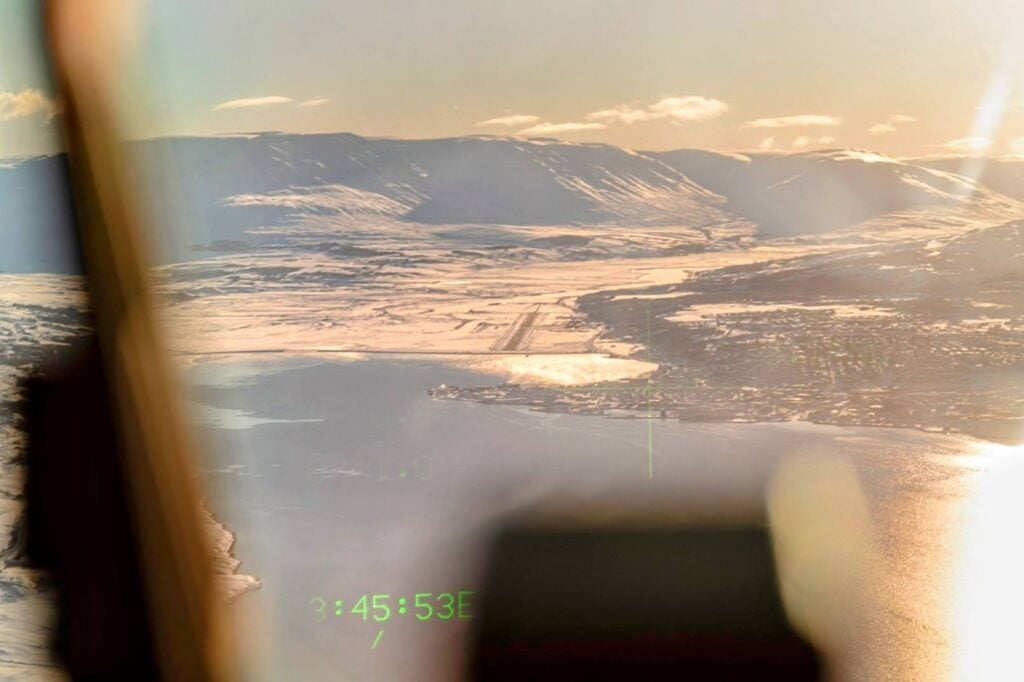 The view from inside a Finnish Hornet over Iceland (Finnish Air Force)