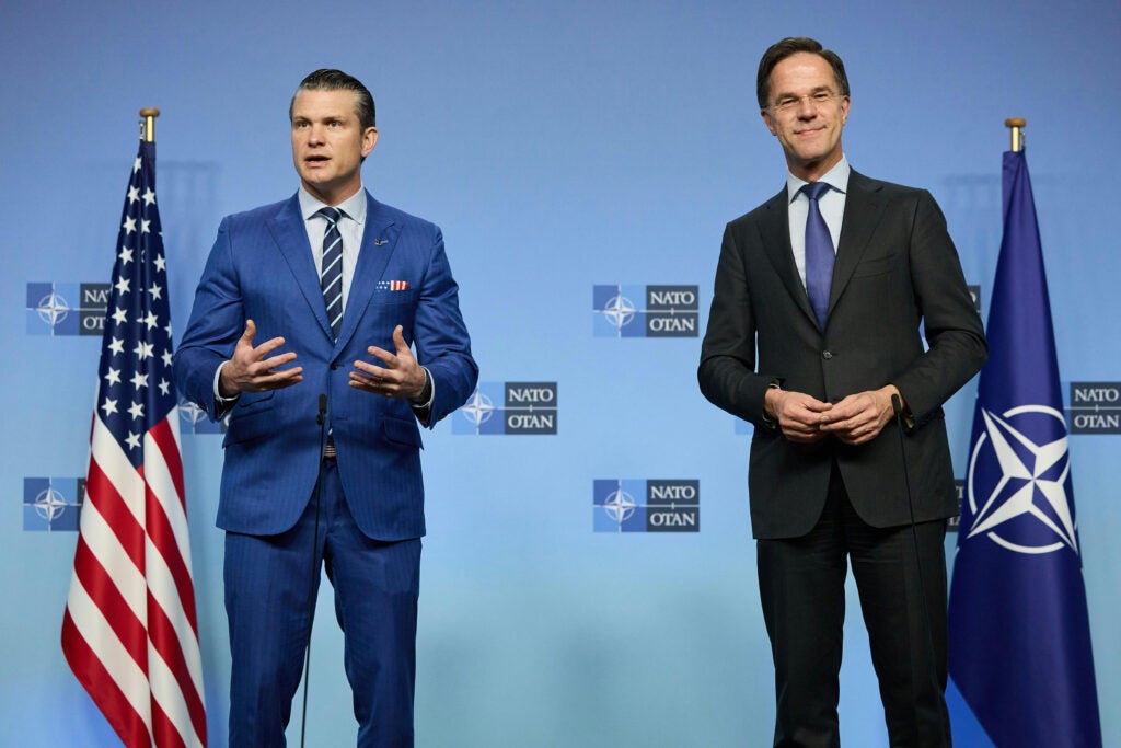 NATO Secretary General Mark Rutte meets with Pete Hegseth, US Secretary of Defense (NATO Press Office)