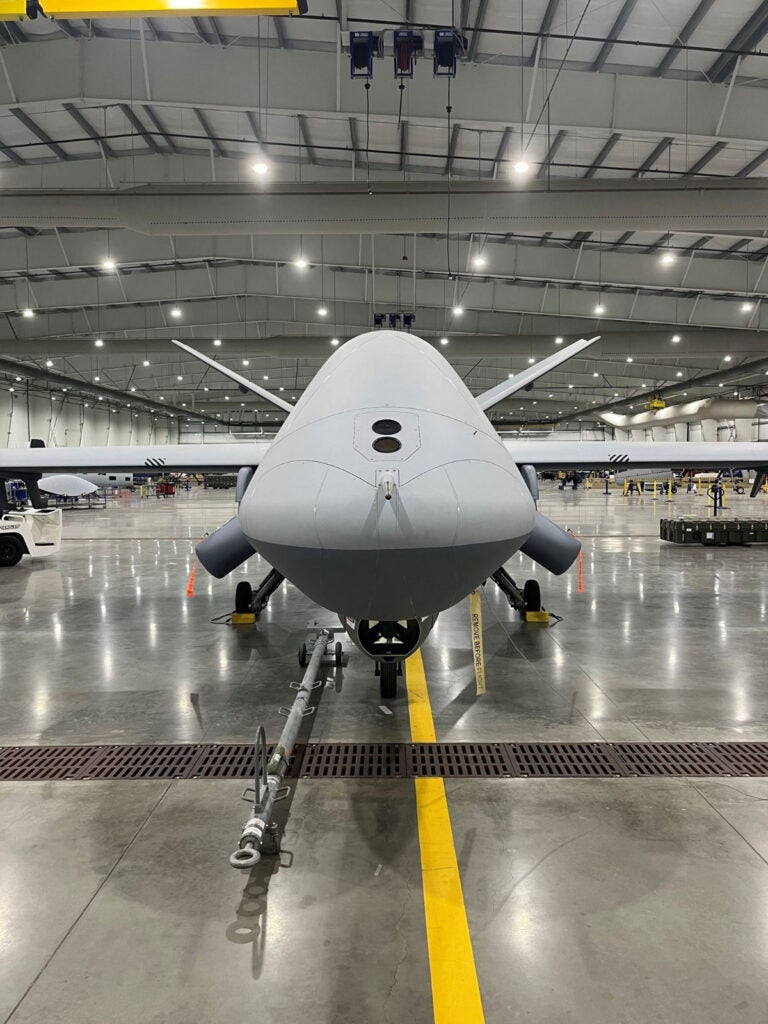 A MQ-9B SeaGuardian equipped with sonobuoy dispenser pods (General Atomics Aeronautical Systems)