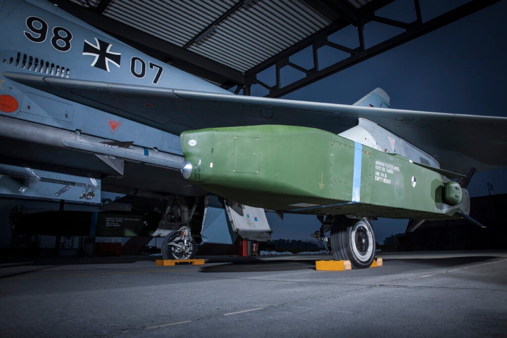 MBDA handout photograph of a Eurofighter loaded with Taurus missiles in Manching