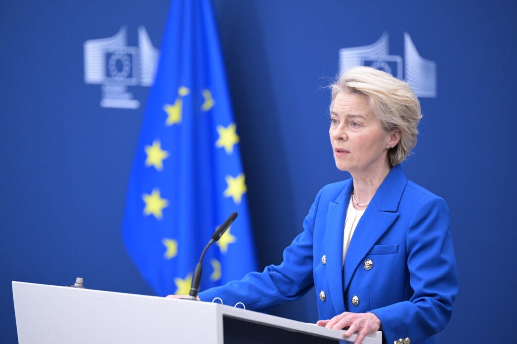 European Commission President Ursula von der Leyen speaks at the announcement of the ReArm Europe spending proposal (European Commission)